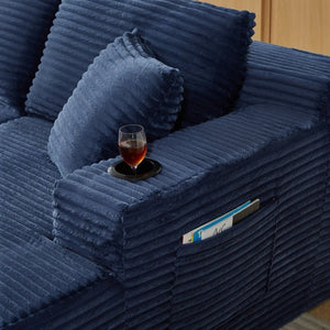 English Elm Chenille Modular U-Shaped Sectional Sofa with Pocket Spring Cloud Comfort for Living Rooms Blue W2339S00178