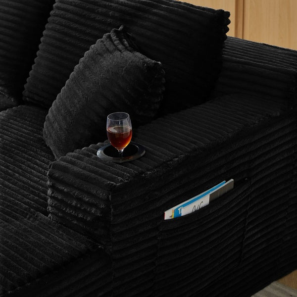 English Elm Chenille Modular U-Shaped Sectional Sofa with Pocket Spring Cloud Comfort for Living Rooms Black W2339S00180