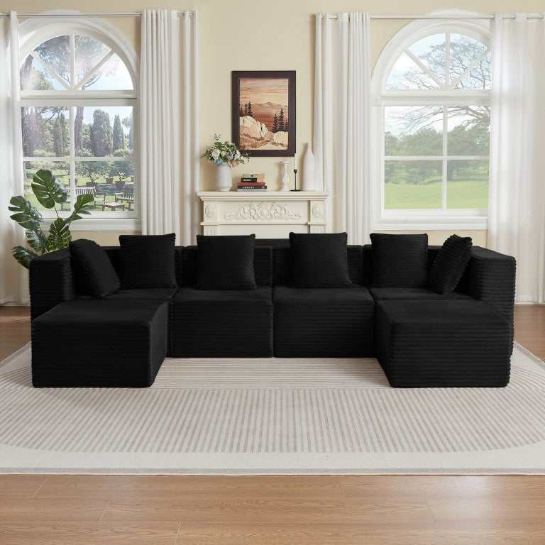 English Elm Boneless Modular Sectional Sofa Corduroy Cloud Couch for Contemporary Living Rooms W2339S00186