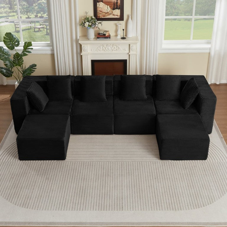 English Elm Boneless Modular Sectional Sofa Corduroy Cloud Couch for Contemporary Living Rooms W2339S00186