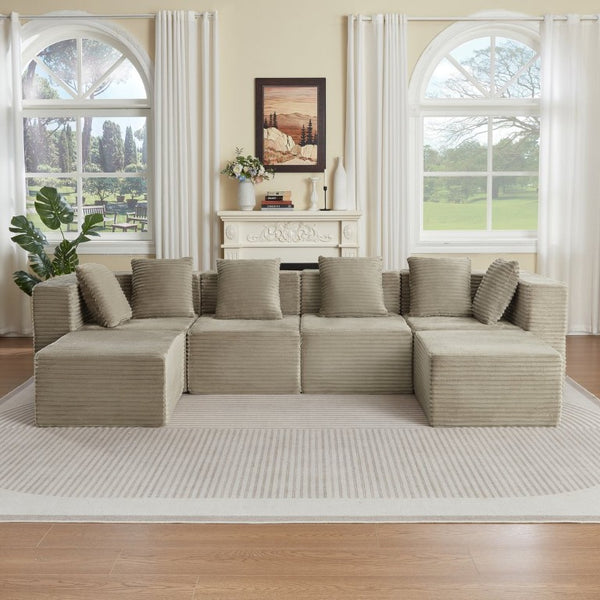 English Elm Boneless Modular Sectional Sofa Corduroy Cloud Couch for Modern Living Rooms W2339S00188