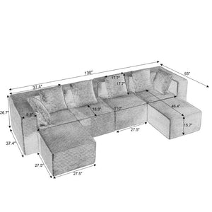 English Elm Boneless Modular Sectional Sofa Corduroy Cloud Couch for Modern Living Rooms W2339S00188