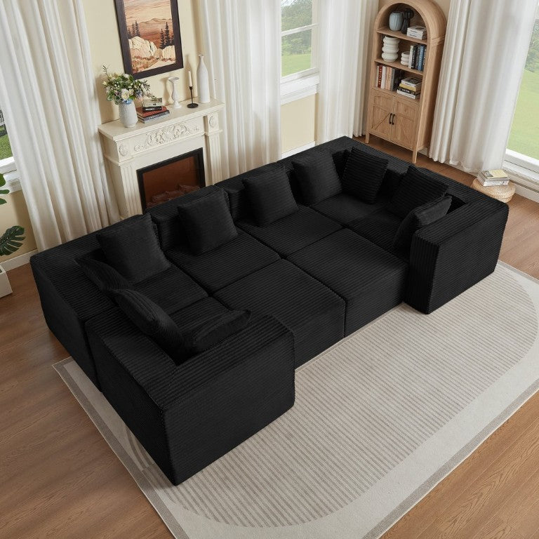 English Elm Boneless Corduroy Sectional Sofa Plush Cloud Style Modular Seating for Any Room W2339S00189