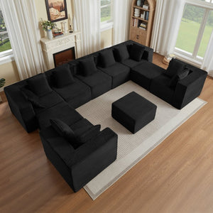 English Elm Boneless Cloud Sectional Sofa Corduroy Modular Couch for Modern Living Rooms W2339S00192