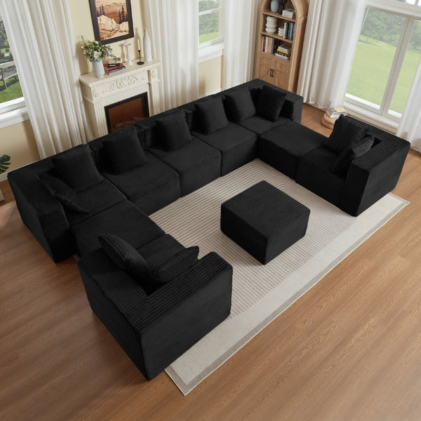 English Elm Boneless Cloud Sectional Sofa Corduroy Modular Couch for Modern Living Rooms W2339S00192