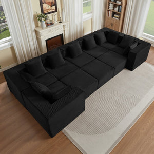 English Elm Boneless Cloud Sectional Sofa Corduroy Modular Couch for Modern Living Rooms W2339S00192
