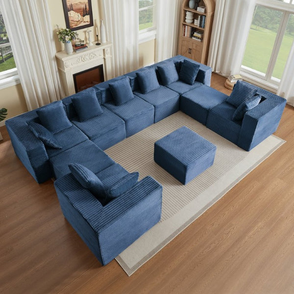 English Elm Boneless Cloud Sectional Sofa Corduroy Upholstery Plush Modular Living Room Seating W2339S00193
