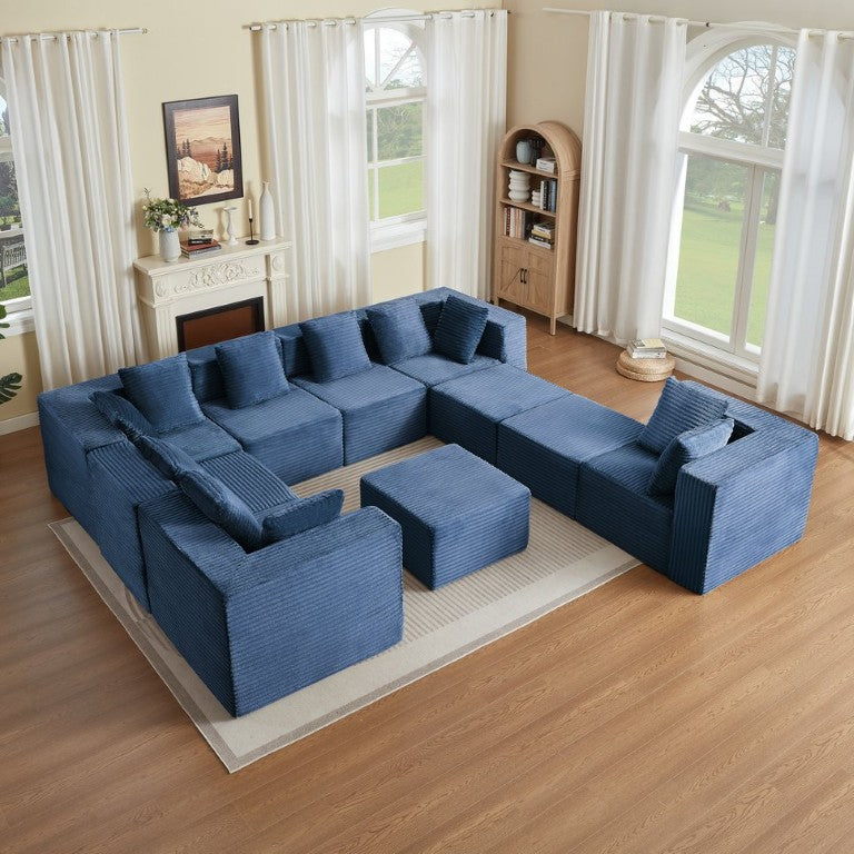 English Elm Boneless Cloud Sectional Sofa Corduroy Upholstery Plush Modular Living Room Seating W2339S00193