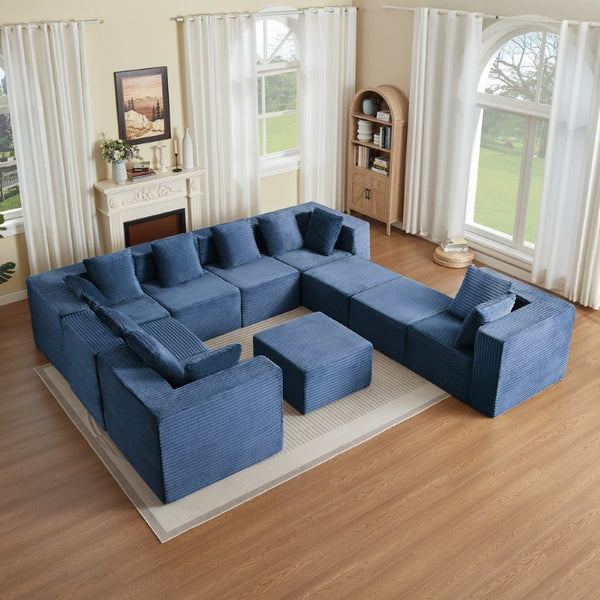 English Elm Boneless Cloud Sectional Sofa Corduroy Upholstery Plush Modular Living Room Seating W2339S00193