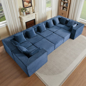 English Elm Boneless Cloud Sectional Sofa Corduroy Upholstery Plush Modular Living Room Seating W2339S00193