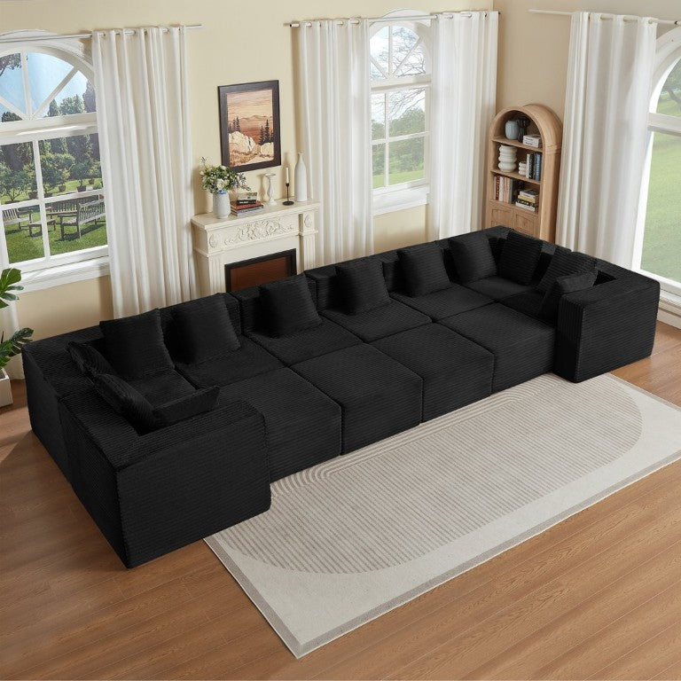 Boneless Modular Sectional Sofa 12 Seat Corduroy Cloud Couch for Livin