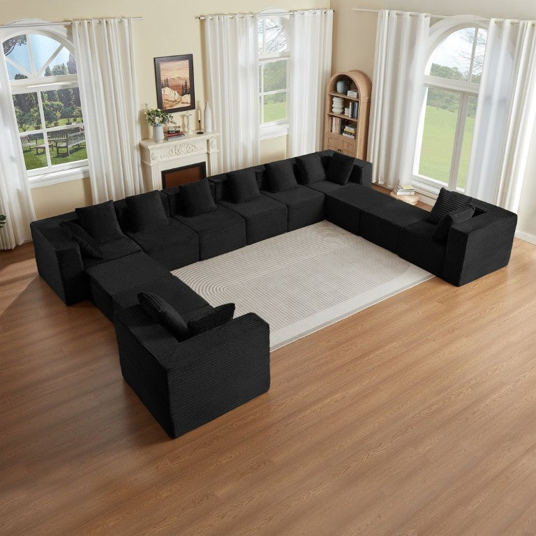 Boneless Modular Sectional Sofa 12 Seat Corduroy Cloud Couch for Livin