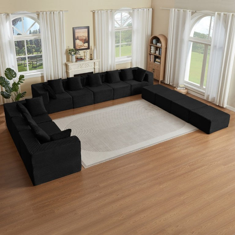 Boneless Modular Sectional Sofa 12 Seat Corduroy Cloud Couch for Livin
