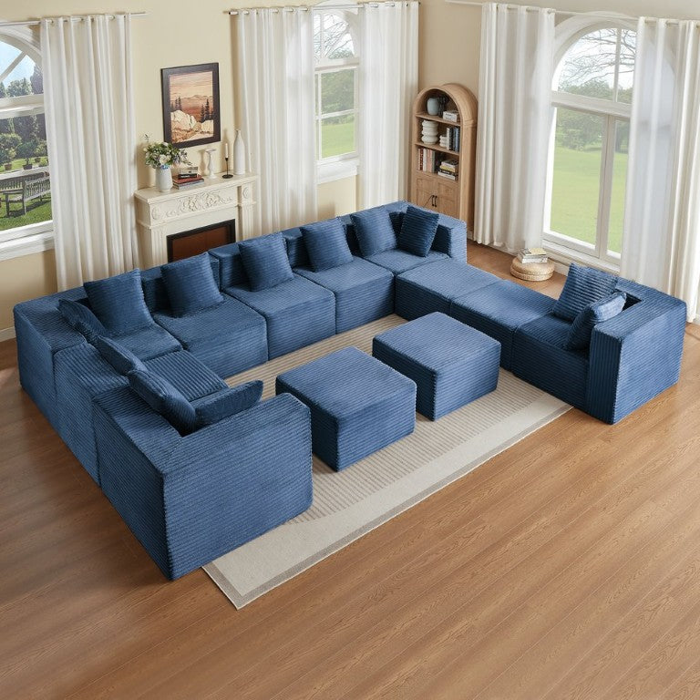 English Elm Boneless Modular Sectional Sofa Corduroy Cloud Couch 12 Seat Living Room Flex W2339S00196