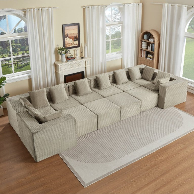 English Elm Boneless Cloud Modular Sectional Corduroy Sofa Deep Plush 12 Seat Living Room W2339S00197