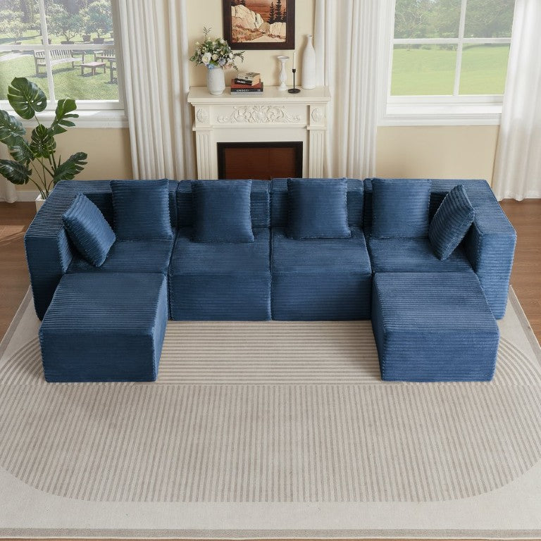 English Elm Boneless Cloud Modular Sectional Sofa Corduroy Upholstered Flex Layout Living Room W2339S00202