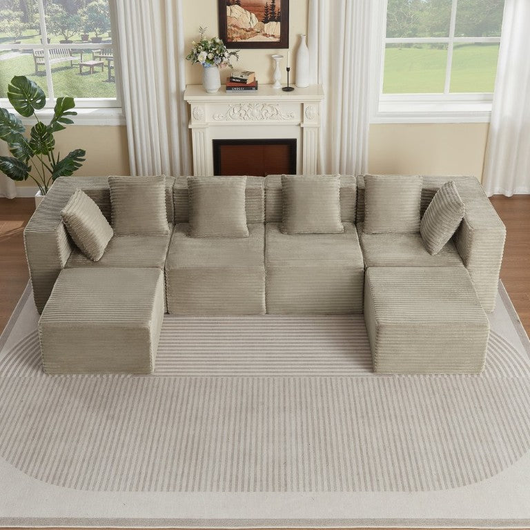 Boneless Cloud Sectional Sofa with Corduroy Upholstery for Modern Livi