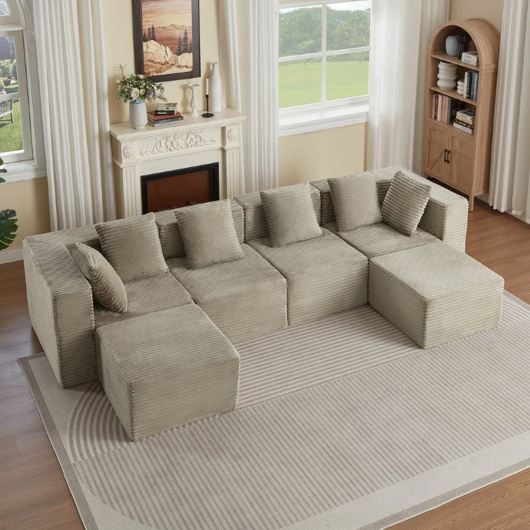 Boneless Cloud Sectional Sofa with Corduroy Upholstery for Modern Livi