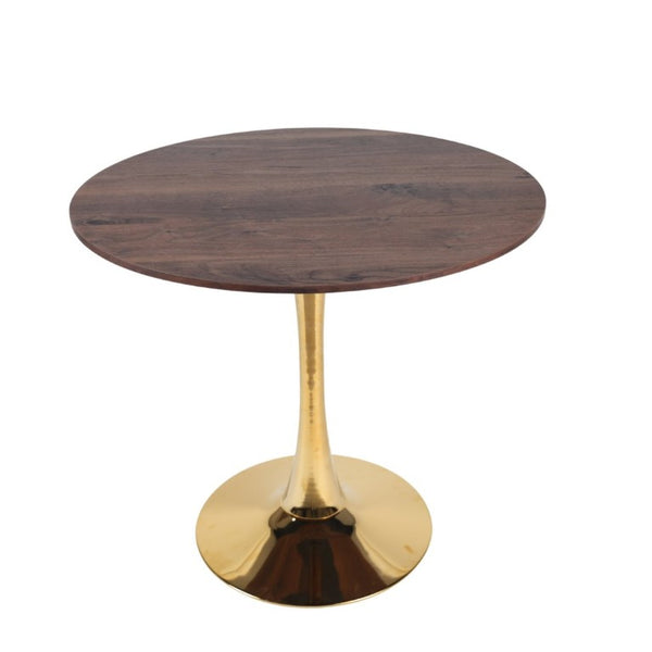 English Elm 31.5Walnut Color Round Tulip Dining Table Mid Century Pedestal Base Seats Four Walnut W234P509882