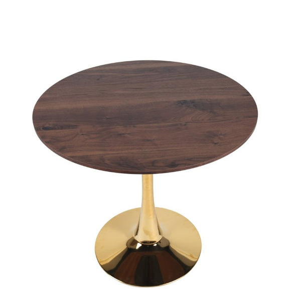 English Elm 31.5Walnut Color Round Tulip Dining Table Mid Century Pedestal Base Seats Four Walnut W234P509882