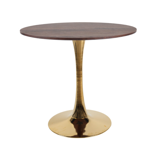 English Elm 31.5Walnut Color Round Tulip Dining Table Mid Century Pedestal Base Seats Four Walnut W234P509882