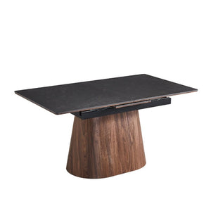 English Elm Extendable Matte Ceramic Dining Table with Sculptural Cone Base for Modern Interiors W234P535244