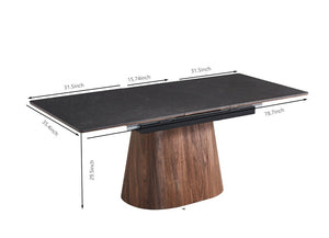English Elm Extendable Matte Ceramic Dining Table with Sculptural Cone Base for Modern Interiors W234P535244