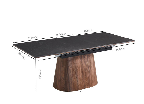 English Elm Extendable Matte Ceramic Dining Table with Sculptural Cone Base for Modern Interiors W234P535244