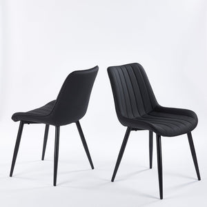 English Elm Dining Chairs Set of 4 Leather Upholstered with Powder Coated Metal Legs Modern W234P535352