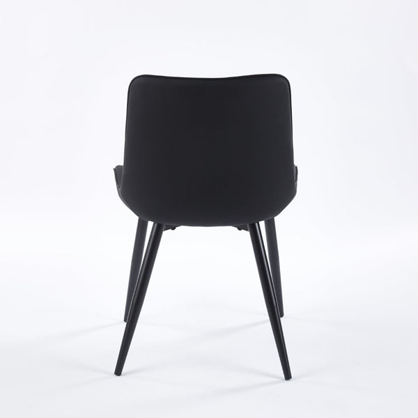 English Elm Dining Chairs Set of 4 Leather Upholstered with Powder Coated Metal Legs Modern W234P535352