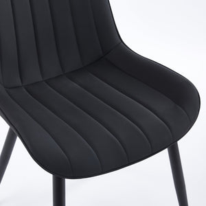 English Elm Dining Chairs Set of 4 Leather Upholstered with Powder Coated Metal Legs Modern W234P535352