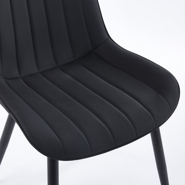 English Elm Dining Chairs Set of 4 Leather Upholstered with Powder Coated Metal Legs Modern W234P535352