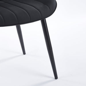 English Elm Dining Chairs Set of 4 Leather Upholstered with Powder Coated Metal Legs Modern W234P535352