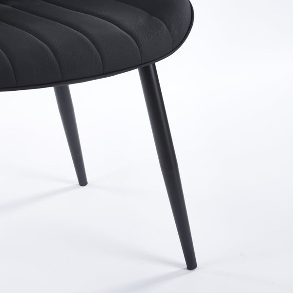 English Elm Dining Chairs Set of 4 Leather Upholstered with Powder Coated Metal Legs Modern W234P535352