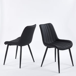 English Elm Dining Chairs Set of 2 PU Leather Upholstered with Powder Coated Metal Legs Modern W234P535358