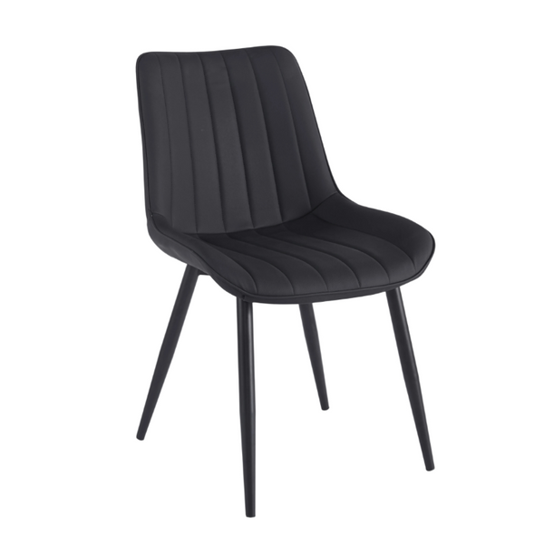 English Elm Dining Chairs Set of 2 PU Leather Upholstered with Powder Coated Metal Legs Modern W234P535358