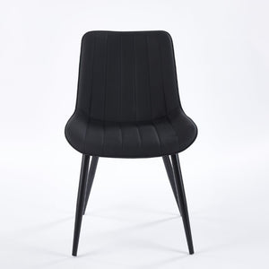 English Elm Dining Chairs Set of 2 PU Leather Upholstered with Powder Coated Metal Legs Modern W234P535358