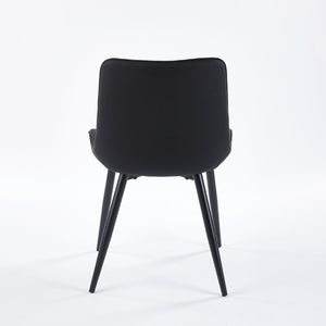 English Elm Dining Chairs Set of 2 PU Leather Upholstered with Powder Coated Metal Legs Modern W234P535358
