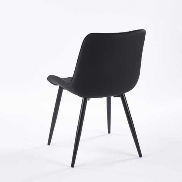 English Elm Dining Chairs Set of 2 PU Leather Upholstered with Powder Coated Metal Legs Modern W234P535358