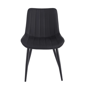 English Elm Dining Chairs Set of 2 PU Leather Upholstered with Powder Coated Metal Legs Modern W234P535358