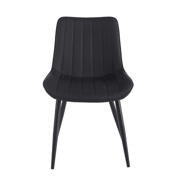 English Elm Dining Chairs Set of 2 PU Leather Upholstered with Powder Coated Metal Legs Modern W234P535358