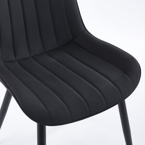 English Elm Dining Chairs Set of 2 PU Leather Upholstered with Powder Coated Metal Legs Modern W234P535358