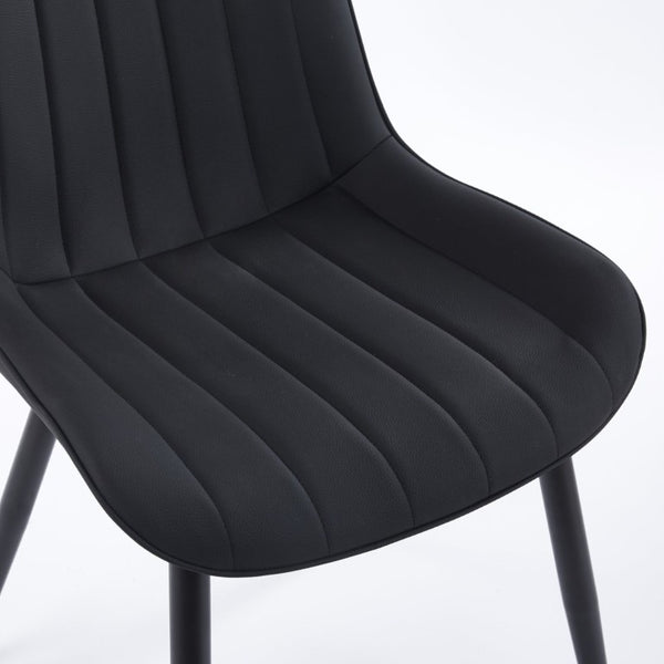 English Elm Dining Chairs Set of 2 PU Leather Upholstered with Powder Coated Metal Legs Modern W234P535358