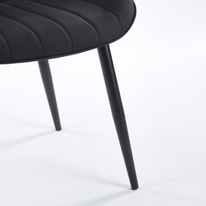 English Elm Dining Chairs Set of 2 PU Leather Upholstered with Powder Coated Metal Legs Modern W234P535358