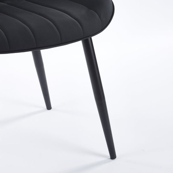 English Elm Dining Chairs Set of 2 PU Leather Upholstered with Powder Coated Metal Legs Modern W234P535358