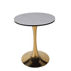 English Elm 23.62Golden Tulip Pedestal Dining Table Mid-Century Round Ceramic Top Seats Four W234P540492