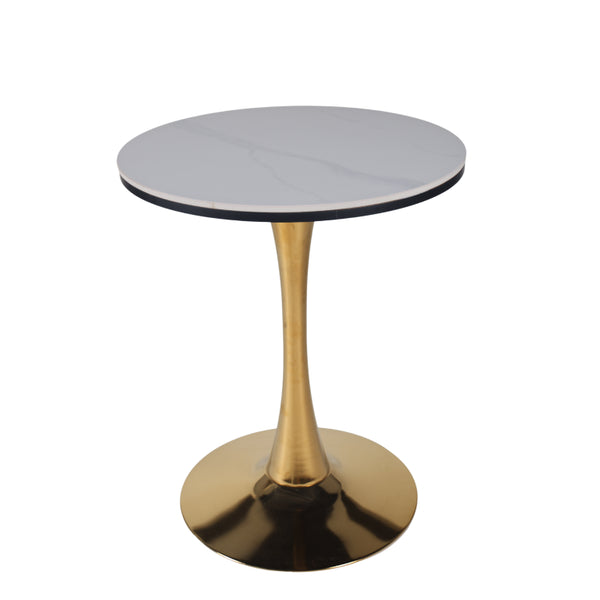 English Elm 23.62Golden Tulip Pedestal Dining Table Mid-Century Round Ceramic Top Seats Four W234P540492