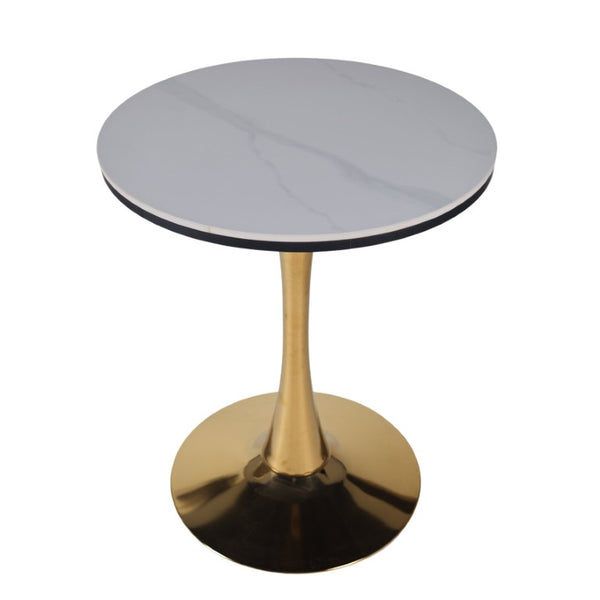 English Elm 23.62Golden Tulip Pedestal Dining Table Mid-Century Round Ceramic Top Seats Four W234P540492