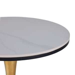 English Elm 23.62Golden Tulip Pedestal Dining Table Mid-Century Round Ceramic Top Seats Four W234P540492