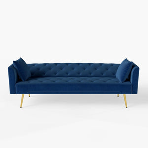 English Elm Modern Tufted Velvet Convertible Sleeper Sofa with Tapered Legs for Compact Spaces Blue W2353P521319